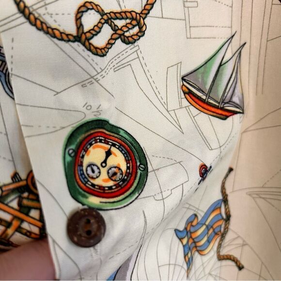 Pacific Legend Voyage Ivory Cotton Men's Hawaiian Shirt - Picture 4 of 13